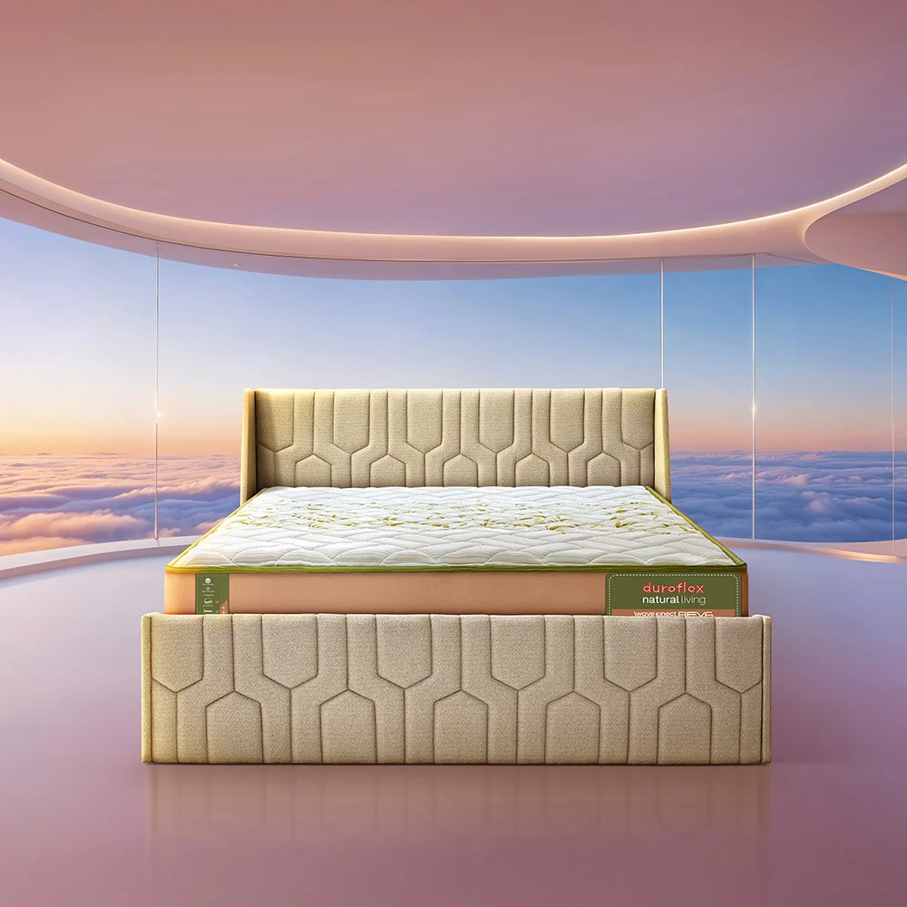 Wave Plus Adjustable Bed Tranquil Upholstered Bed (Brown)+ Wave Kinect Reva Mattress 8"(20.3cm)