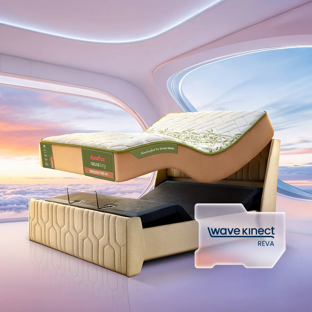 Wave Plus Adjustable Bed Tranquil Upholstered Bed (Brown)+ Wave Kinect Reva Mattress 8"(20.3cm) - Image 2