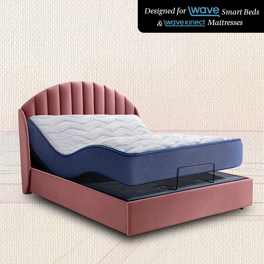Wave Plus Adjustable Bed with Celeste Upholstered Bed and Livein Duropedic - Pink - Image 4