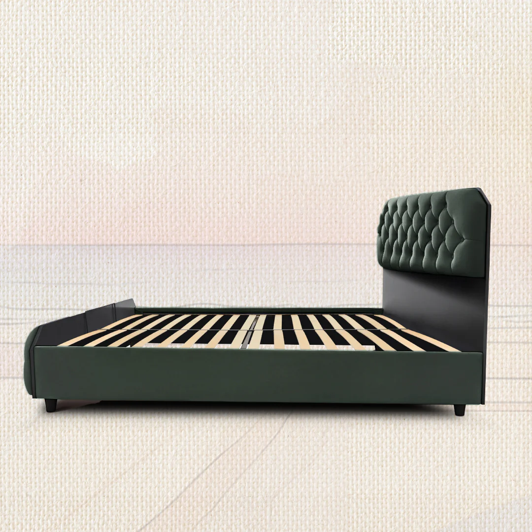 Wave Plus Adjustable Bed + Serene Upholstered Bed (Green)+ Livein Duropedic Mattress 8" - Image 10