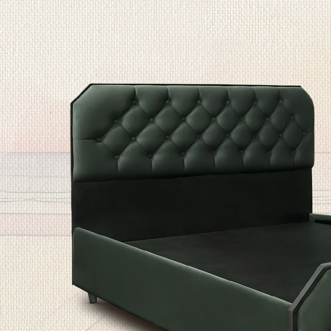 Wave Plus Adjustable Bed + Serene Upholstered Bed (Green)+ Livein Duropedic Mattress 8" - Image 5