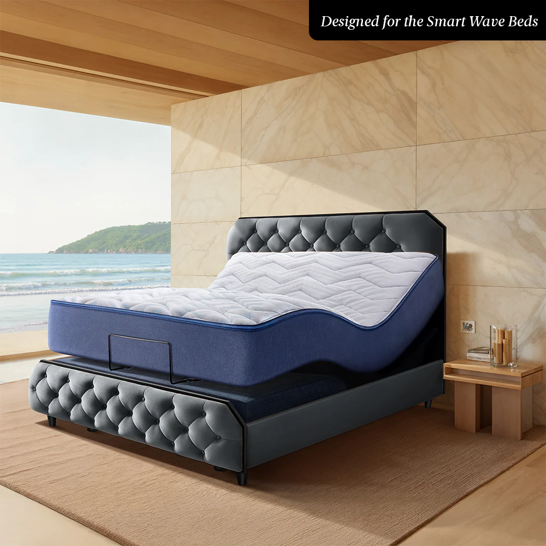 Wave Plus Adjustable Bed with Serene Upholstered Bed and Livein Duropedic-Grey - Image 3