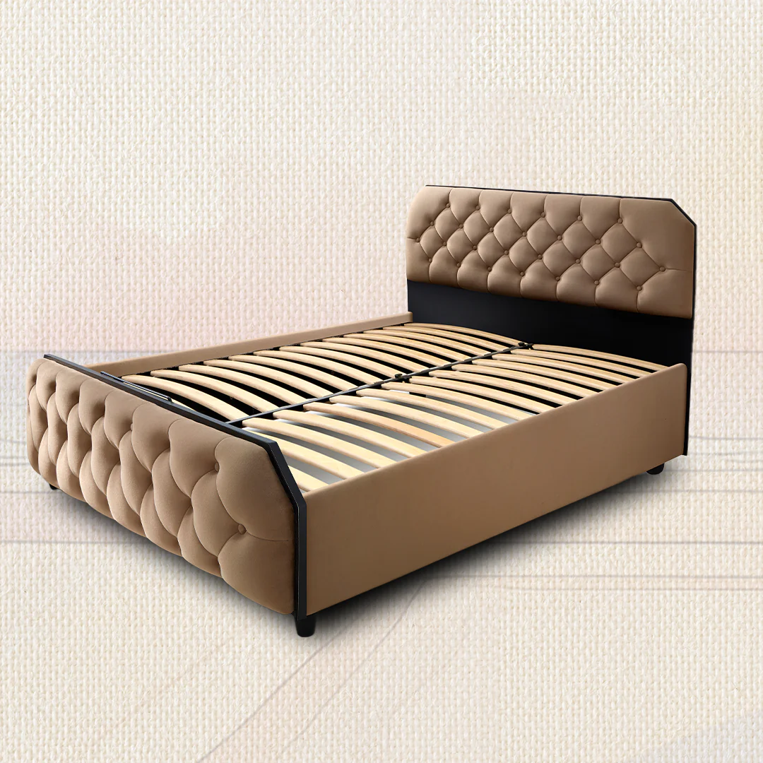 Wave Plus Adjustable Bed + Serene Upholstered Bed (Brown)+ Quboid Mattress 8" - Image 9