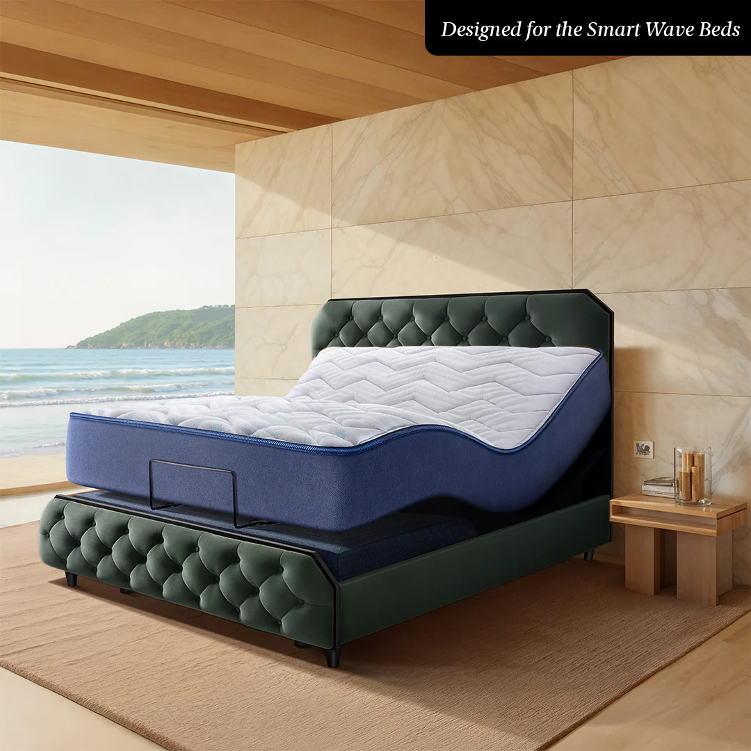 Wave Plus Adjustable Bed with Serene Upholstered Bed and SuperGrid-Green - Image 3