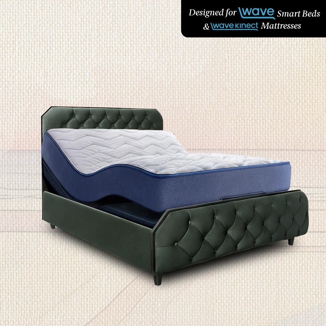Wave Plus Adjustable Bed with Serene Upholstered Bed and SuperGrid-Green - Image 4