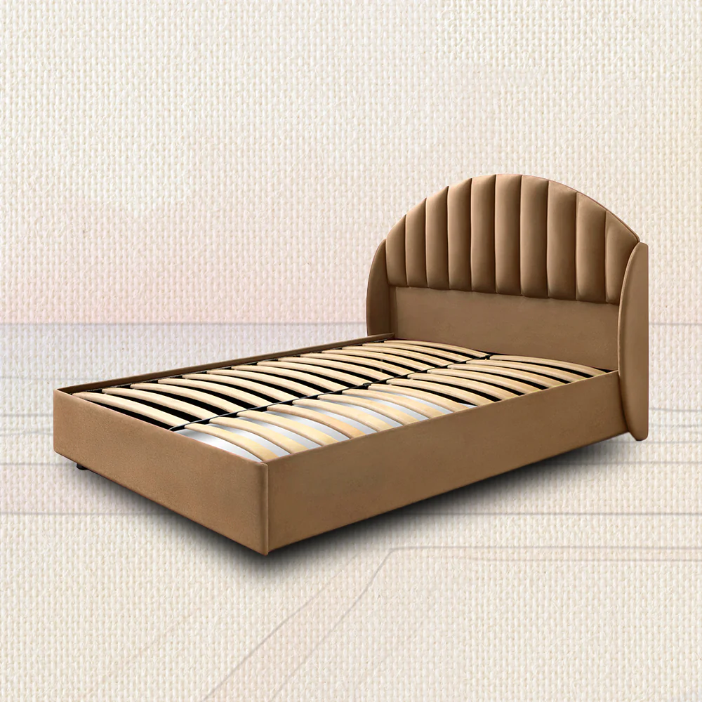Wave Twin Adjustable Bed with Celeste Brown (Tiger's Eye) Upholstered Bed with Quboid 8" (20.3 cm) and 2 Fitted Bedsheets - Image 7