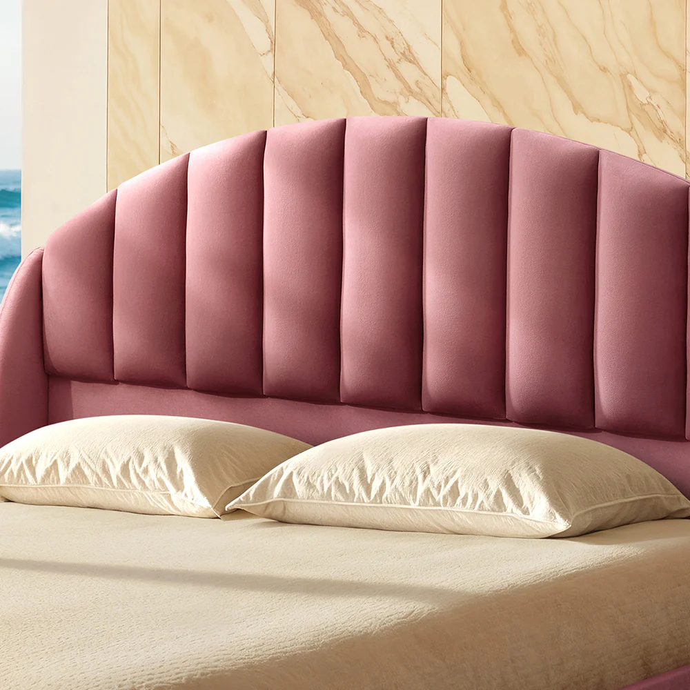 Wave Twin Adjustable Bed with Celeste Pink (Rose Dawn) Upholstered Bed with Quboid 8" (20.3 cm) and 2 Fitted Bedsheets - Image 5