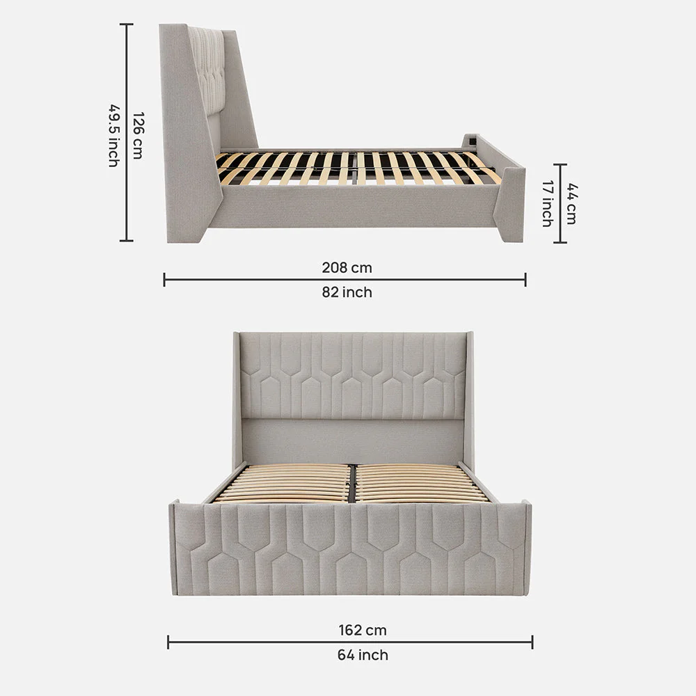 Wave Twin Adjustable Bed with Tranquil Grey (Lime Shell ) Upholstered Bed, Mattress, and 2 Fitted Bedsheets - Image 5