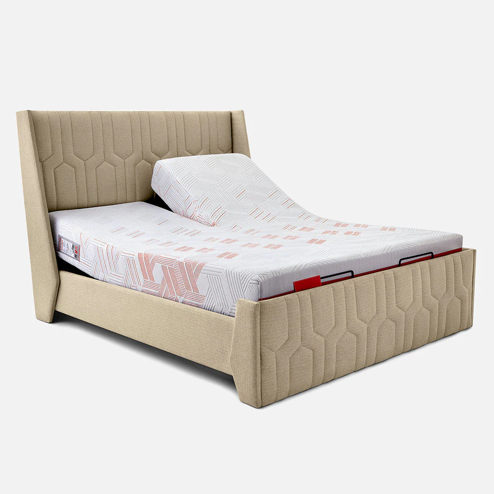 Wave Twin Adjustable Bed with Tranquil Brown ( Walnut Shell ) Upholstered Bed, Mattress, and 2 Fitted Bedsheets - Image 10
