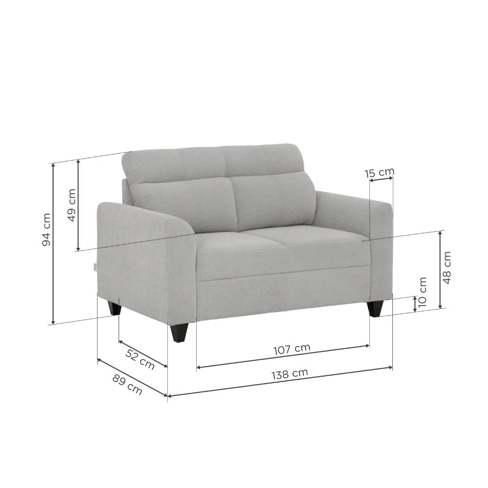 Zivo Plus Cloudy Gray Fabric 2 Seater Sofa - Image 4