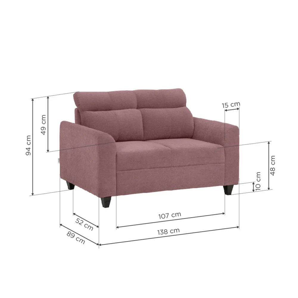 Zivo Plus Dusky Pink Fabric 2 Seater Sofa - Image 4