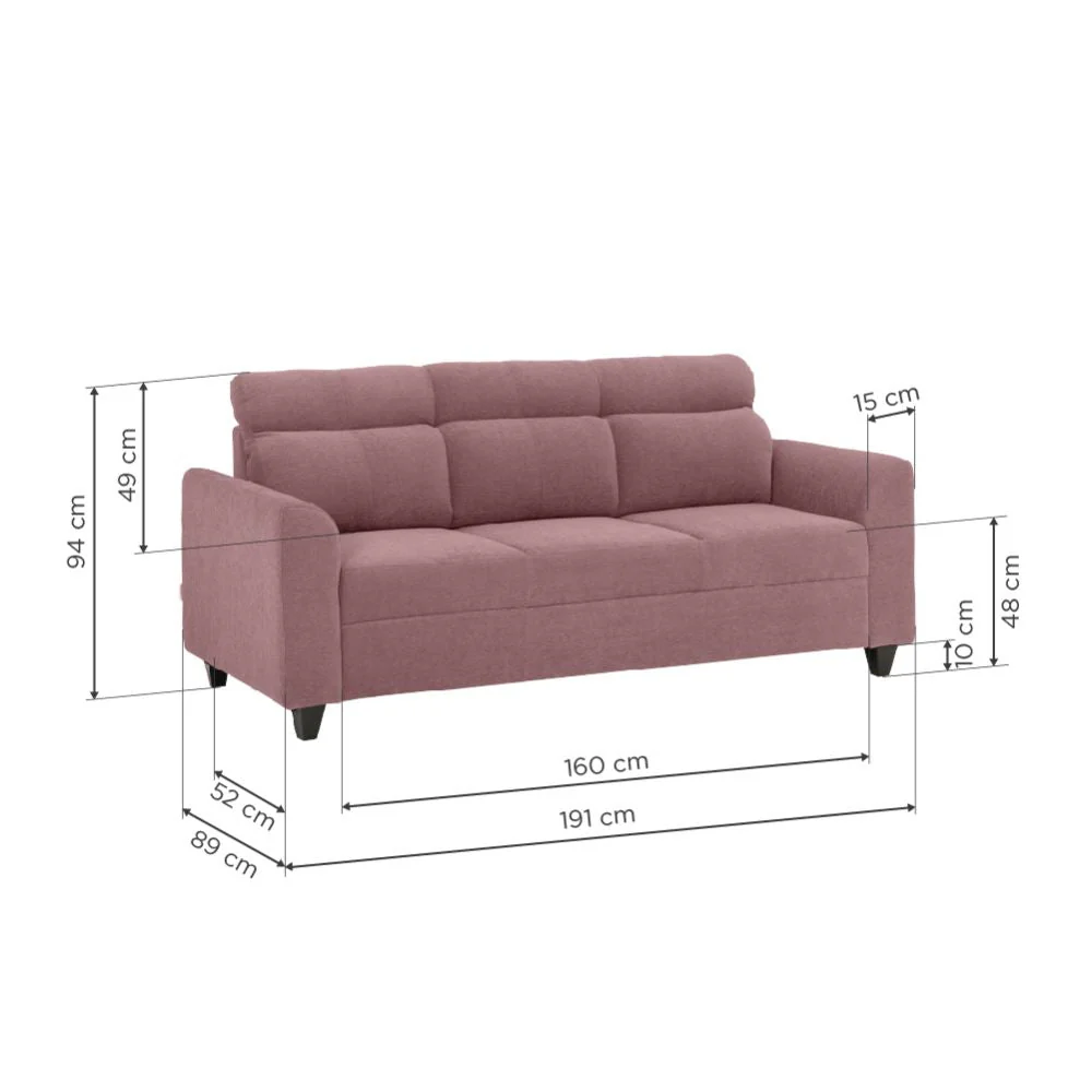 Zivo Plus Dusky Pink Fabric Sofa Set 3 Seater Sofa - Image 4