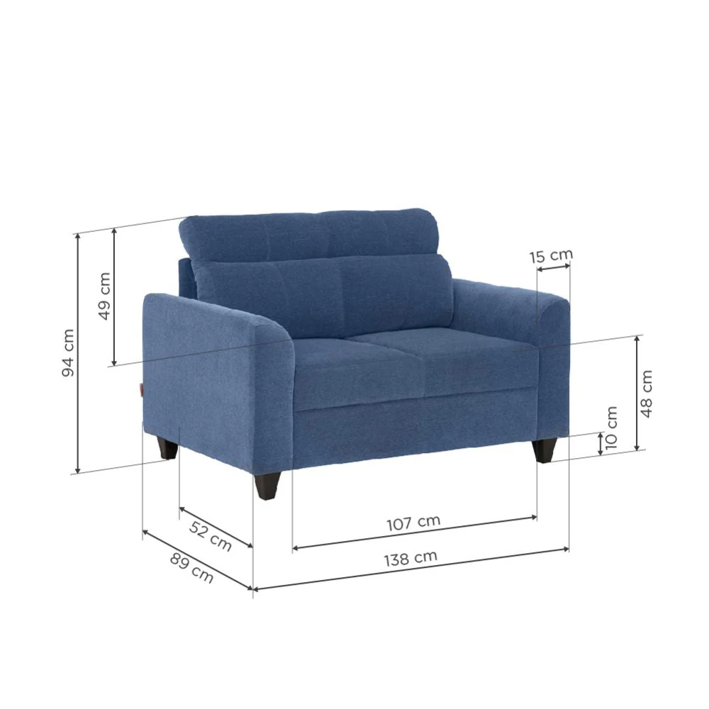 Zivo Plus Twilight Blue Fabric 2 Seater Sofa - Image 4