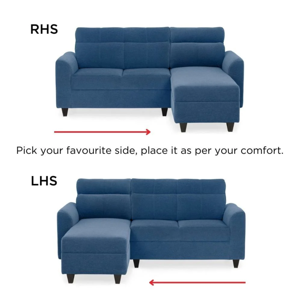 Zivo Plus Twilight Blue Fabric 2 Seater Sofa with Lounger - Image 9