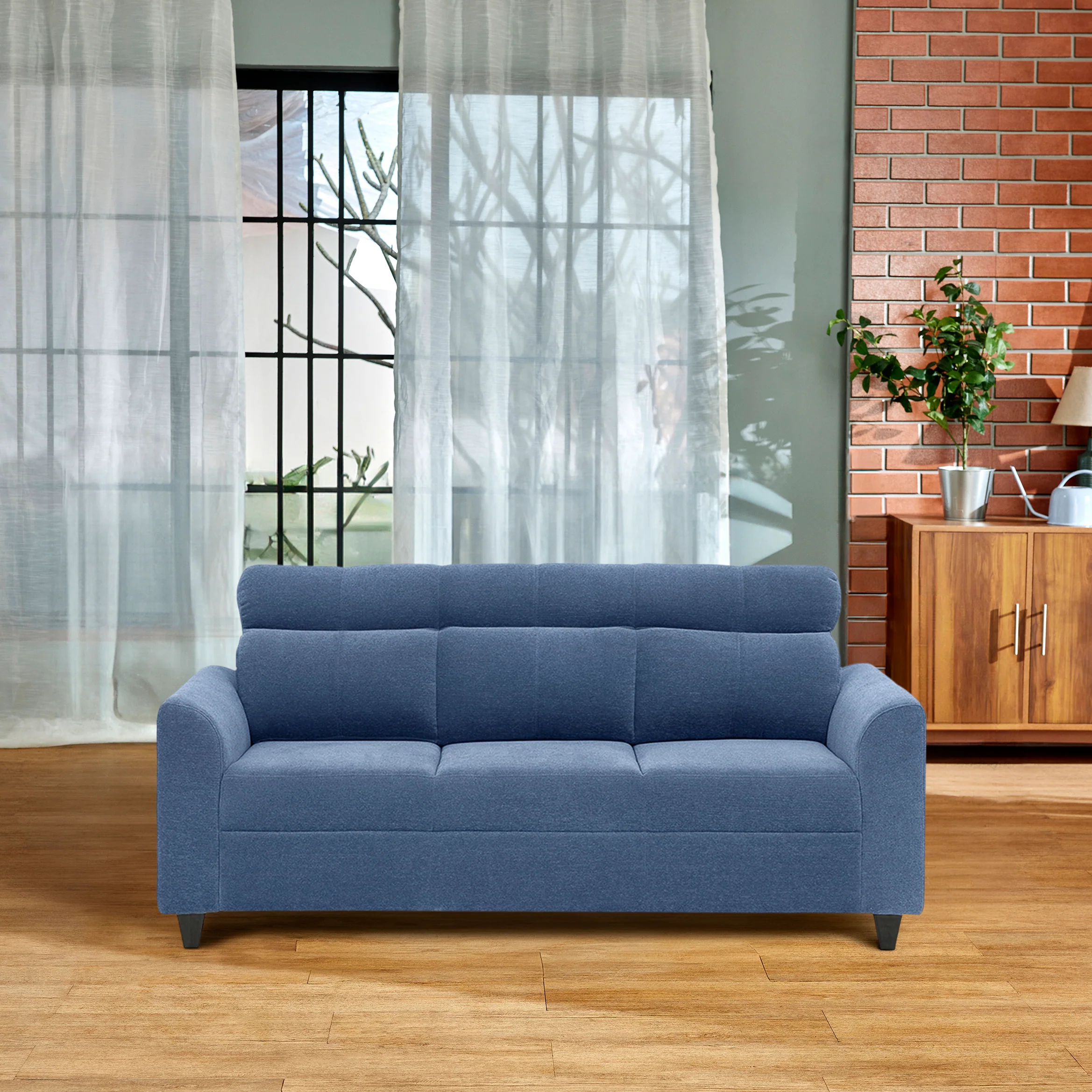Zivo Plus Twilight Blue Fabric Sofa Set 3 Seater Sofa