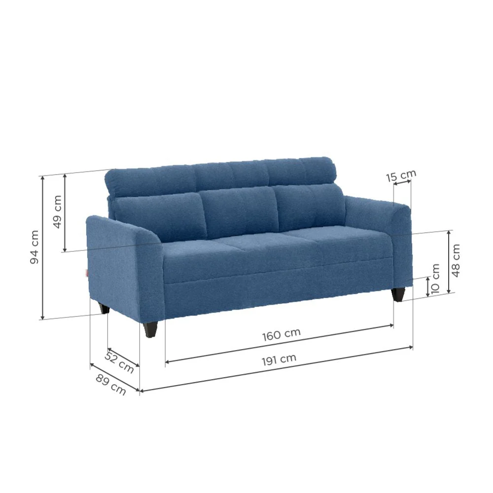 Zivo Plus Twilight Blue Fabric Sofa Set 3 Seater Sofa - Image 4